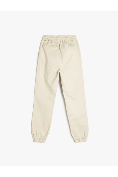 Koton Cotton Jogger Trousers with Tie Waist Pocket Detail