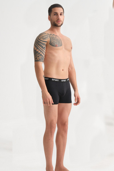 DeeAn Men's Box of 6 Cotton, Flexible Black Combed Cotton Boxers