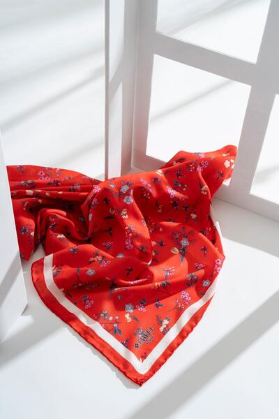 JAWEL Eșarfă moale cu model de flori imprimate digital pentru femei