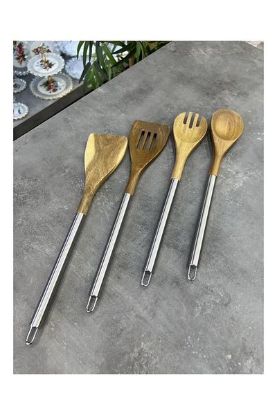 AROW Luxury Serving Set with 4 Bamboo Metal Handles
