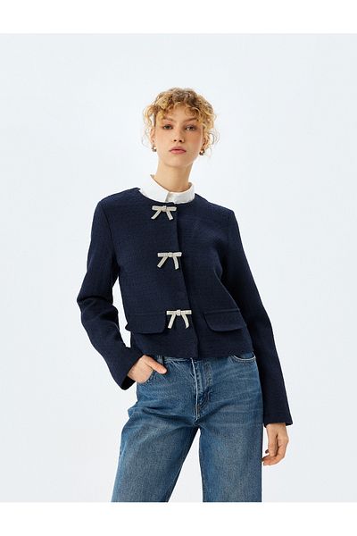 Koton Ribbon Detailed Pocket Long Sleeve Shirt Jacket
