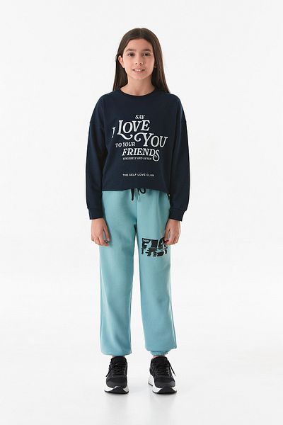 Fulla Moda Παιδική φούτερ Jogger Unisex με 3 κλωστές Fast Text