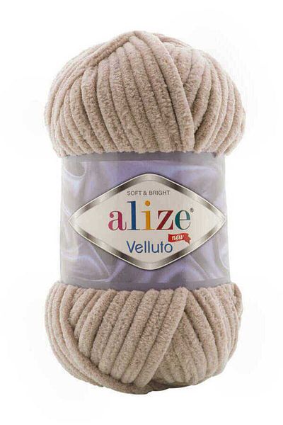 Alize 530 Μπεζ Velluto Velvet Πλεκτό στο χέρι - 5 Τεμάχια, 100gr, 68 Μέτρα