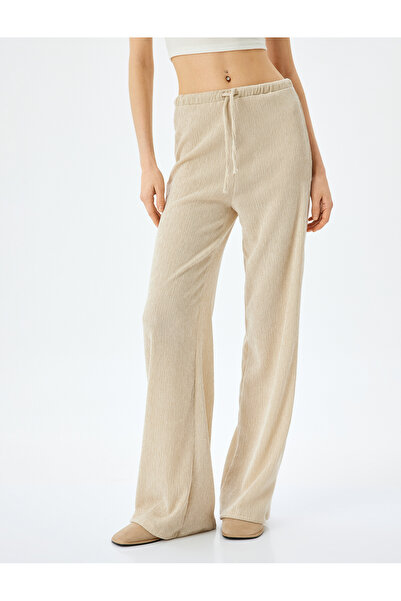 Koton Beli Bağcıklı Rahat Kalıp Geniş Paça Pantolon Bürümcük