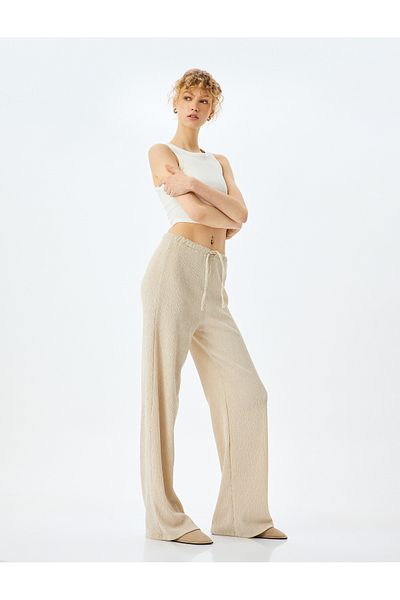 Koton Tie Waist Comfortable Fit Wide Leg Trousers Wrap