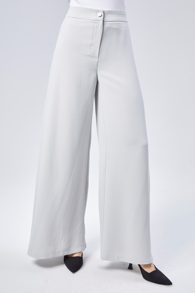 sehatex Білі жіночі штани з крепової тканини, еластичний пояс, вільний крій.