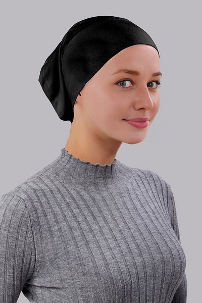 Sonbaharmoda Hijab Bonnet Front Seamless Ready-Made Practical Snap-On Plain Bonnet Cotton Lycra Combed Cotton