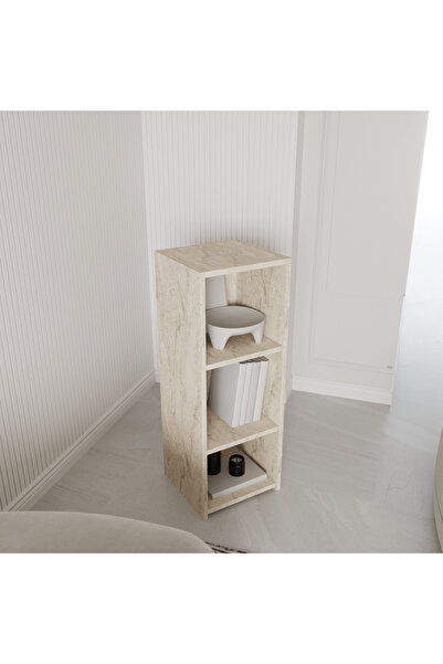 ALONEX HOME Diana, Kitaplık Sehpa, Traverten Yan Sehpa, Kitaplık, Çok Amaçlı Sehpa