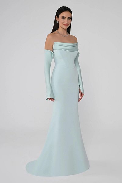 ALFABETA Strapless Low Sleeve - Turtle Neck Evening Dress