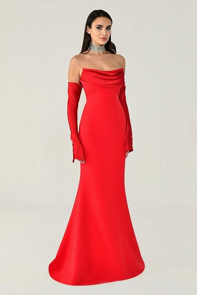 ALFABETA Fish Cut Strapless Long Dress