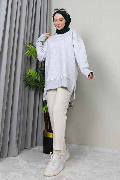 GİZ AGİYİM Gray Sweat Skirt - Tip Slit
