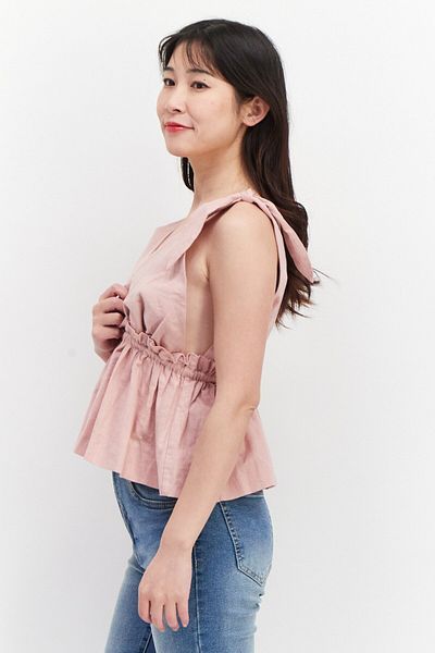 Nomad Women Plunging Neck Sleeveless Embroidered Logo Top, Pink