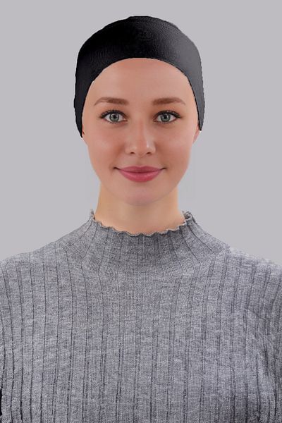Sonbaharmoda Hijab Bonnet Front Seamless Ready-Made Practical Snap-On Plain Bonnet Cotton Lycra Combed Cotton