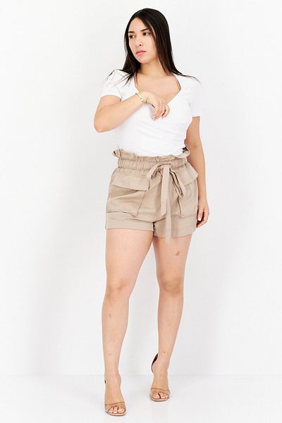 Nomad Women Plain Basic Shorts, Tan