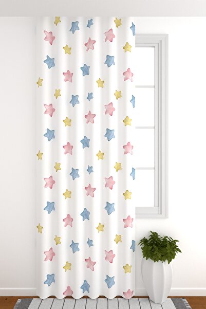 ZÜPER TEKSTİL Güneşlik Perde Çocuk Odası Renkli Yıldızlar Çocuk Odası Odası F...
