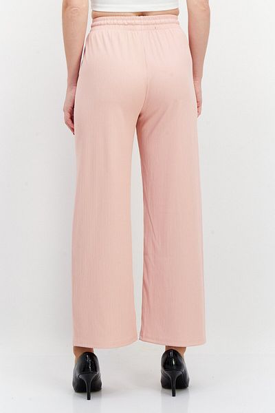 Bebe Women Regular Fit Textured Wide Leg Pants, Rose Pink