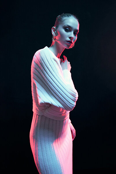 Fulla Moda Wide Ribbed Midi Size 2-Piece Knitwear Set