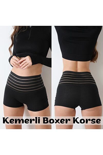 BELLİZZİ Kadın Pamuklu Toparlayıcı Sıkılaştırcı Kemerli Boxer Külot Korse