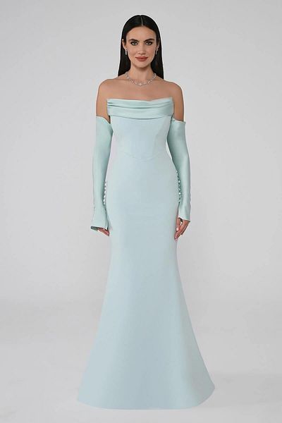 ALFABETA Strapless Low Sleeve - Turtle Neck Evening Dress