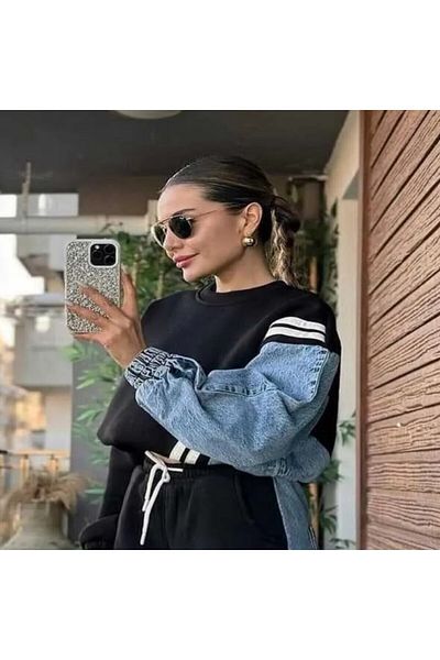 pass&pass Polopass 027-Ust Women's Combed Jeans Denim Stripe Sweatshirt