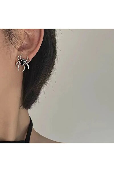 Dodemert Home Siyah Zirkonya Gümüş Kaplama Örümcek Küpe