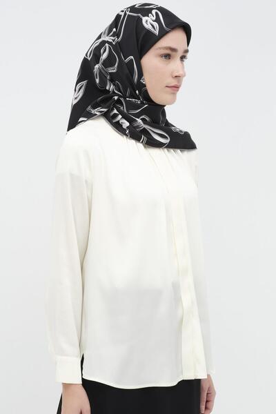 Tuğba Ters Gizli Patlı Pileli Gömlek - Ekru