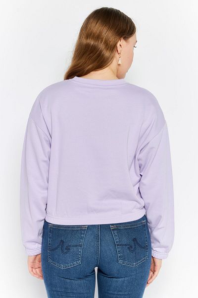 Bebe Women Round Neck Brand Logo Crop Sweatshirts, Lavender