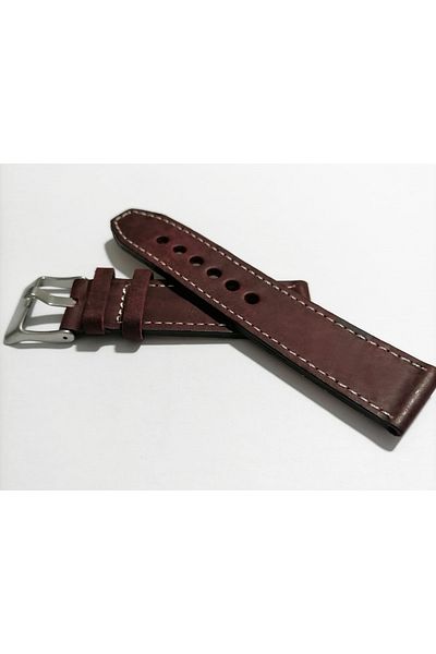 FADO & Fossil Compatible & Every Watch Compatible Grayzi Leather Watch Band 24 mm (83) Burgundy