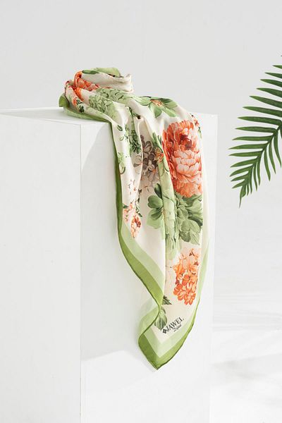 JAWEL Women's Hijab Digital Printed Rose Pattern Scarf