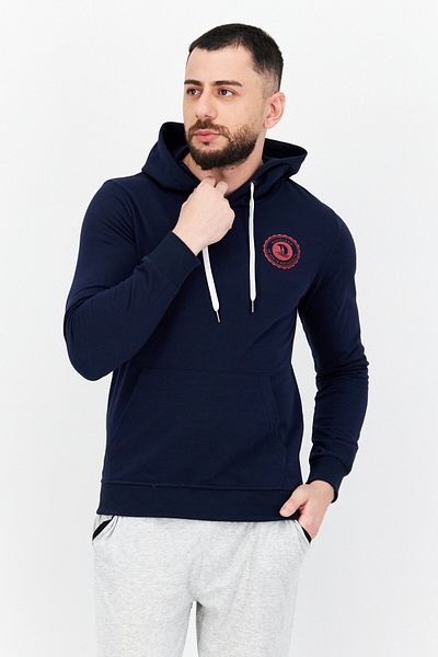 Nordland Men Brand Logo Long Sleeves Hooded Sweatshirt, Navy
