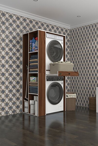Kenzlife Çamaşır-Kurutma Makinesi Dolabı Bacce Sol Cvz 187*090*60 Çekmeceli B...