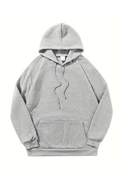 FİTGO Унісекс сірий капюшон з капюшоном і кишенями