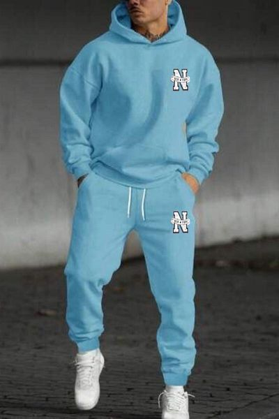 CAST COLLECTİON Boys Baby Blue Oversize New York Printed Sweat Tracksuit Set