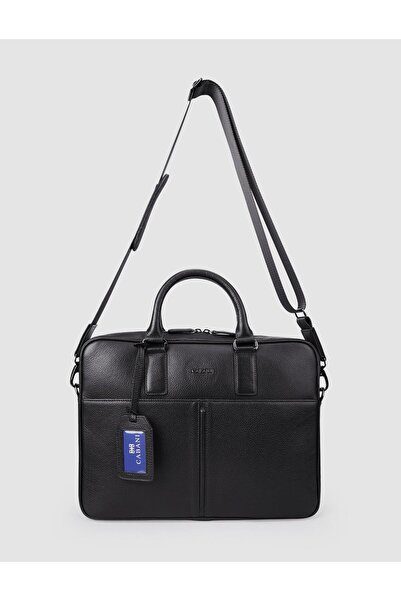 Cabani 100% Genuine Leather Black Shoulder Strap Briefcase
