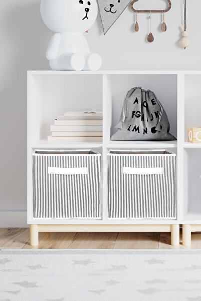 ADARYA HOME Under Cabinet Laundry and Toy Organizer Storage Box Without Lid | 30X30X30 cm (Striped)