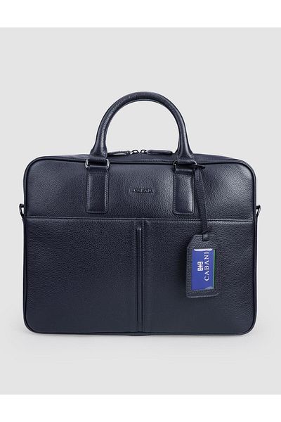 Cabani 100% Genuine Leather Navy Blue Shoulder Strap Briefcase