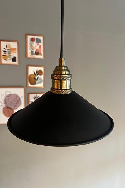 Bamyum Benjamin Siyah Renk Metal Eskitme Lale Başlık Sarkıt Avize Rustik Metal Salon Butik Otel Mağaza