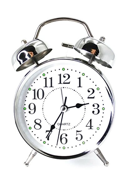 BEYZANA Büyük Boy Nostaljik Işıklı Gümüş Çalar Masa Saati