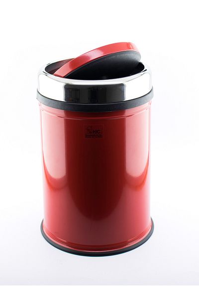 HIC Wastebasket steel red color size16 liters