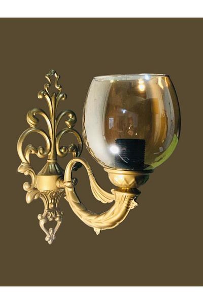 DEDE Honey Color Glass Single Riga Sconce Antique - Painted