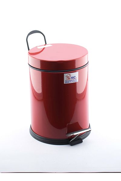 HIC Wastebasket steel red color 3 liters