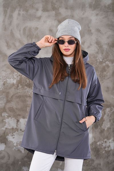 katalya Women's Zippered Raincoat Cap - Gray