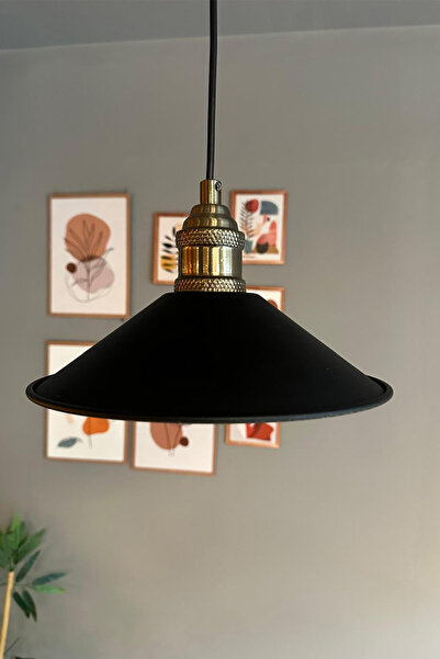 Bamyum Benjamin Siyah Renk Metal Eskitme Lale Başlık Sarkıt Avize Rustik Metal Salon Butik Otel Mağaza