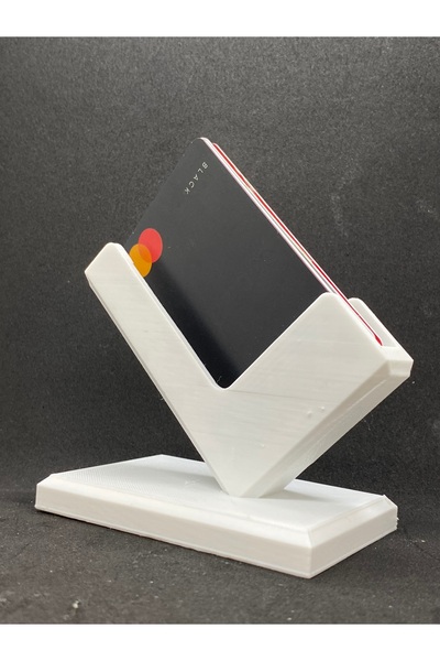 3D Baskı Modern Kartvizit ve Kart Tutucu Stand - Şık Masa Üstü Düzenleyici