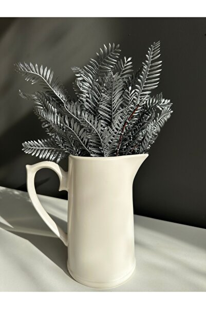 Luvienn Yapay Gümüş Sikas Bitkisi-Vazo Aranjman Ara Dal Garnitür-Yapay Vazo B...