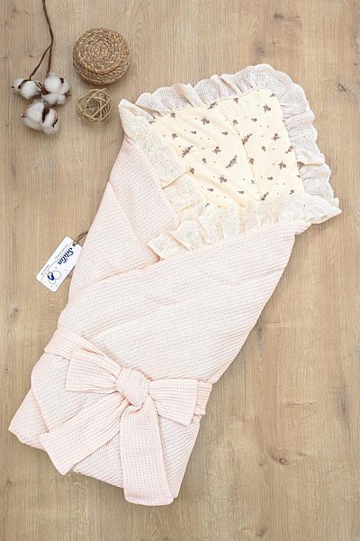 Sitilin Pink Lace Scalloped Detailed Baby Girl Swaddle Blanket - Stl6890
