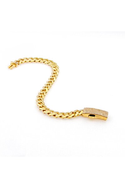 THE SILVER JEWELRY Gurmet 18k Altın Kaplama Özel Üretim Gümüş Bileklik 7mm