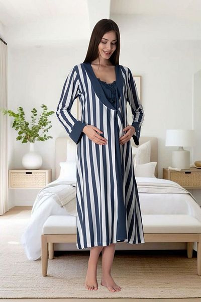 Effortt Venera Effortt Maternity Hamle Pajama Set Striped Set