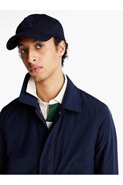 Tommy Hilfiger Men's Navy Blue Coat - Notched Collar with Zipper and Side Pocket Mw0Mw37651-Dw5