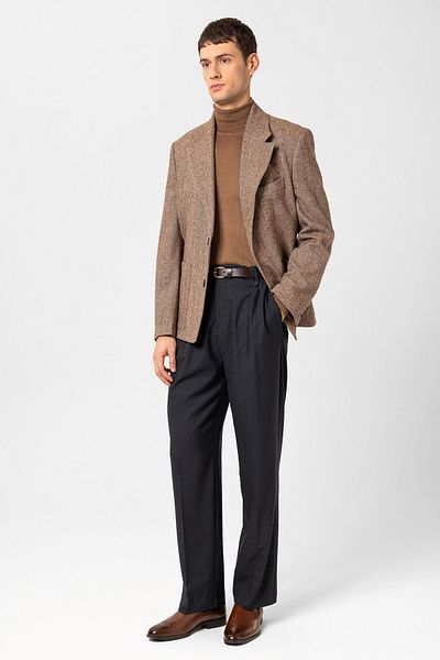 Antioch Navy Blue Double Pleated High Waist Men's Trousers